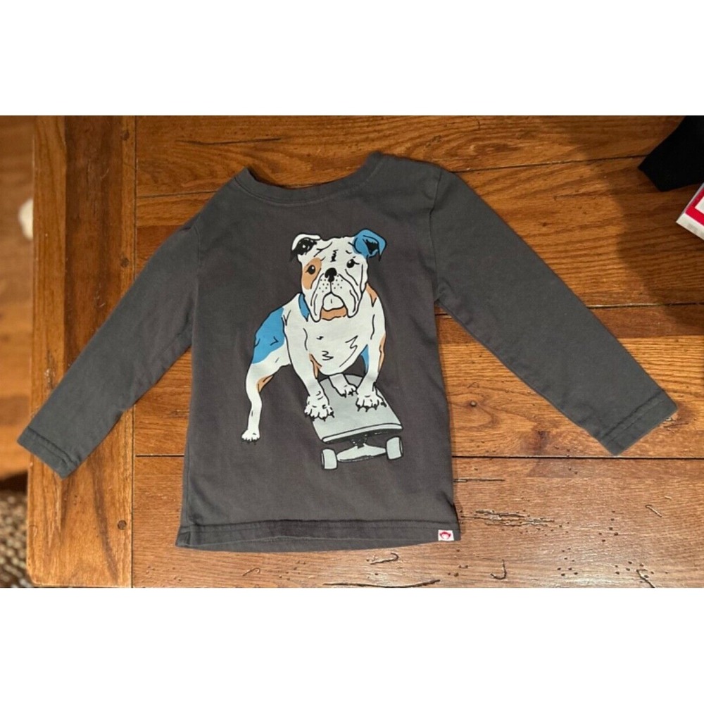 $39 Appaman Kids Boys Gray Bulldog Skate Graphic Long Sleeve Tee Top Size 3T EUC